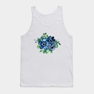 Watercolor Amemones and Greenery Bouquet Tank Top
